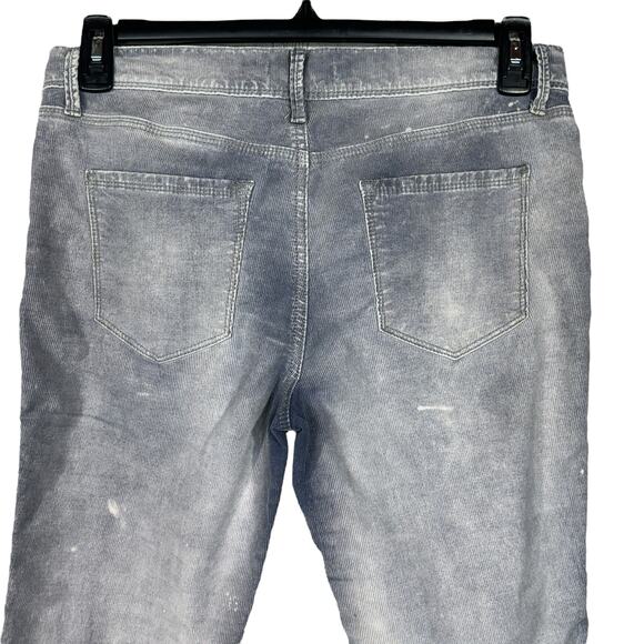 Free People SZ 29 Cropped Corduroy Pants Mid-Rise Zip-Fly Pockets Gray Washed - Picture 5 of 9
